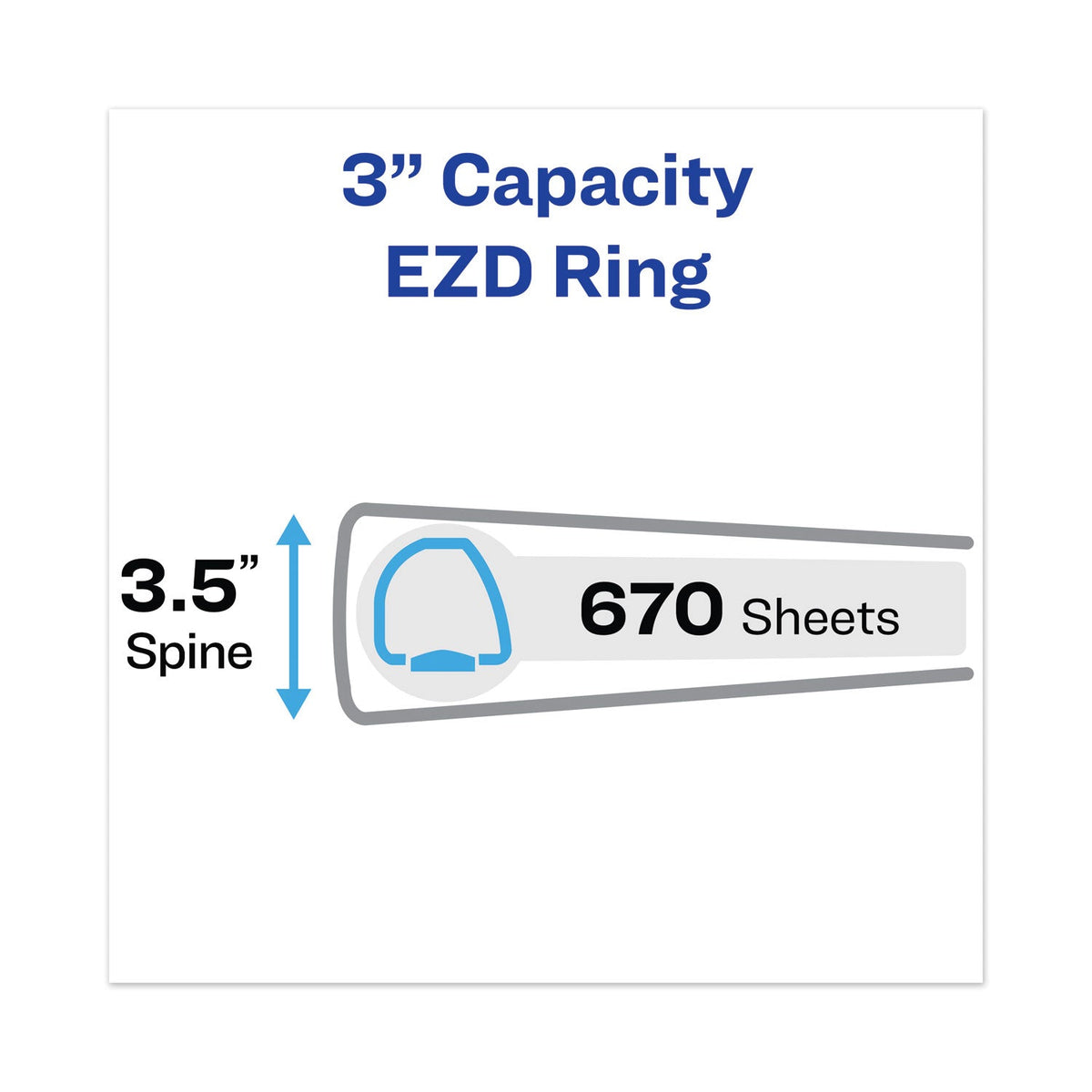 Avery Heavy-Duty View Binder with DuraHinge and Locking One Touch EZD Rings, 3 Rings, 3" Capacity, 11 x 8.5, Pacific Blue