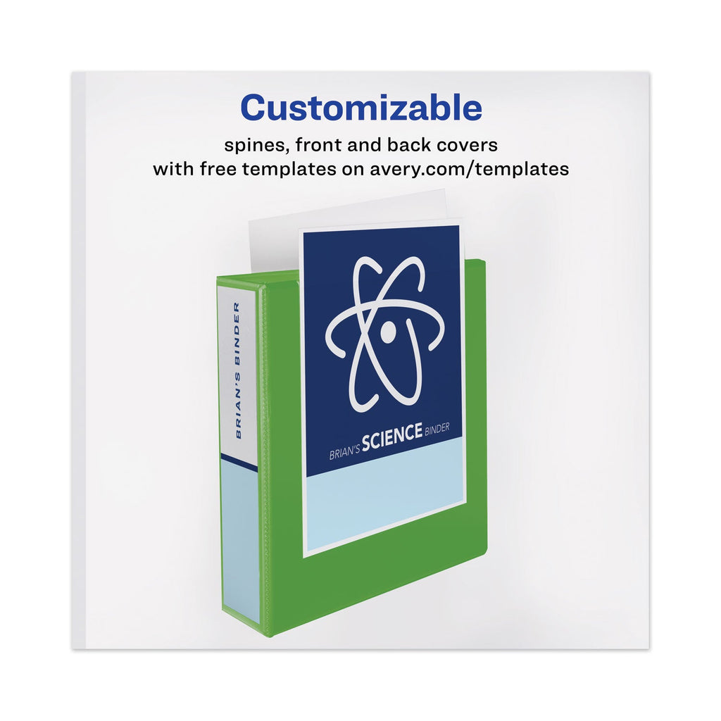 Avery Heavy-Duty View Binder with DuraHinge and One Touch EZD Rings, 3 Rings, 2" Capacity, 11 x 8.5, Chartreuse