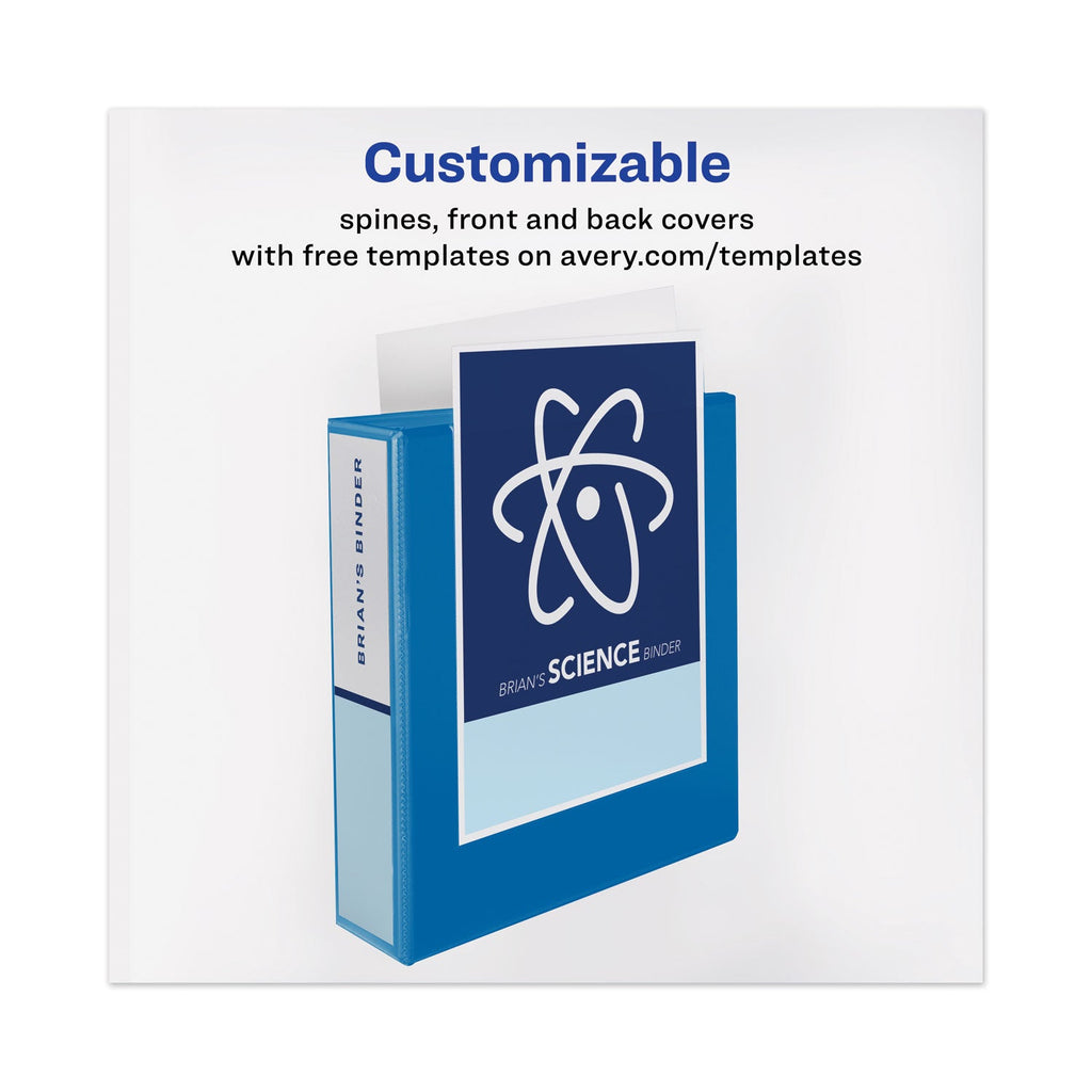 Avery Heavy-Duty View Binder with DuraHinge and One Touch EZD Rings, 3 Rings, 1.5" Capacity, 11 x 8.5, Pacific Blue