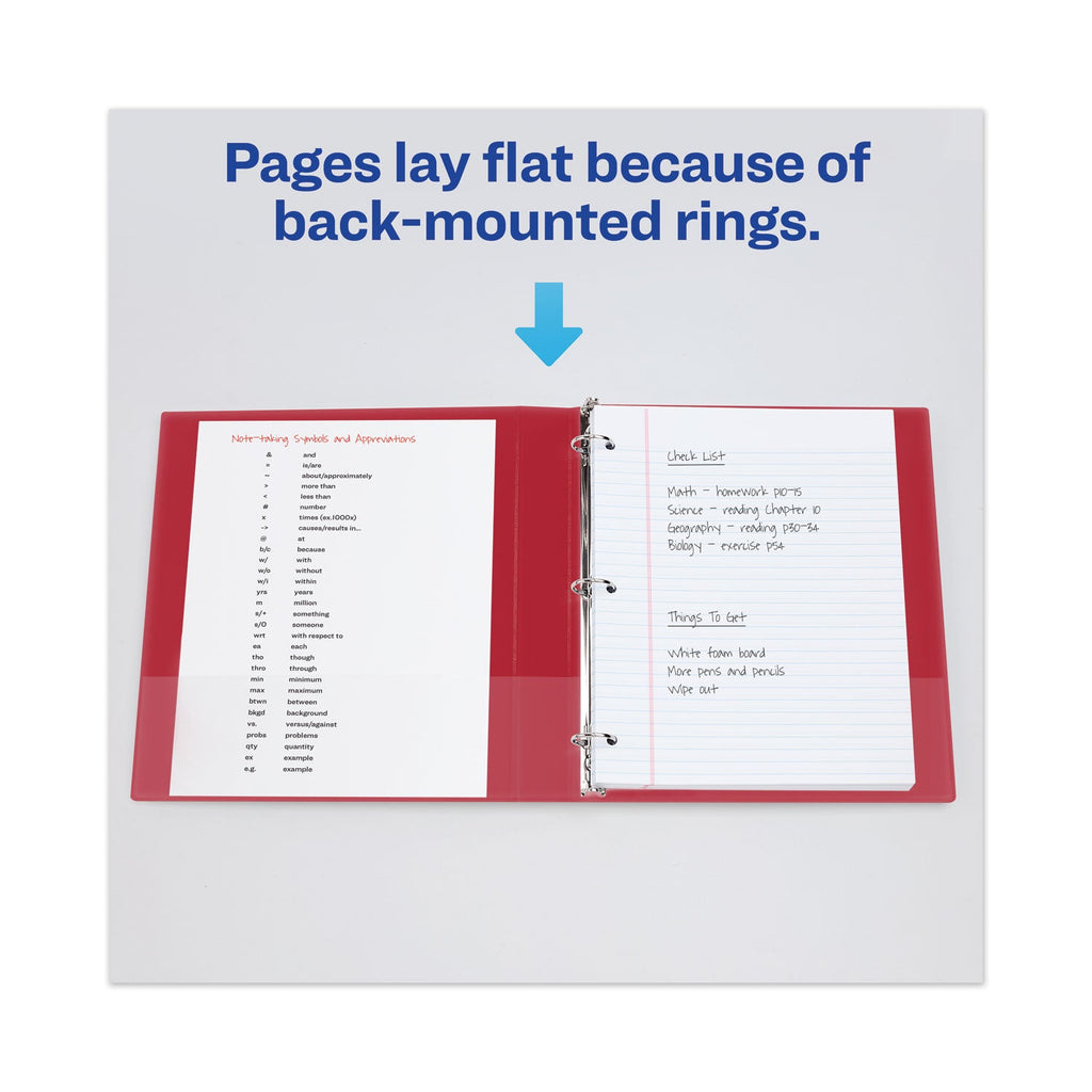 Avery Heavy-Duty View Binder with DuraHinge and Locking One Touch EZD Rings, 3 Rings, 5" Capacity, 11 x 8.5, Red