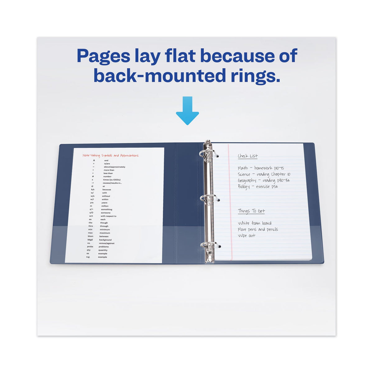 Avery Heavy-Duty View Binder with DuraHinge and Locking One Touch EZD Rings, 3 Rings, 5" Capacity, 11 x 8.5, Navy Blue