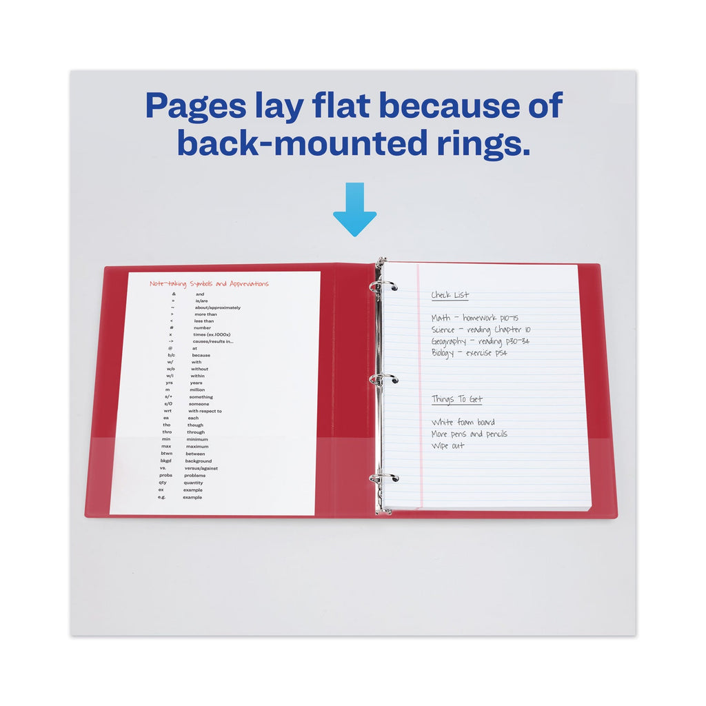 Avery Heavy-Duty View Binder with DuraHinge and One Touch EZD Rings, 3 Rings, 2" Capacity, 11 x 8.5, Red
