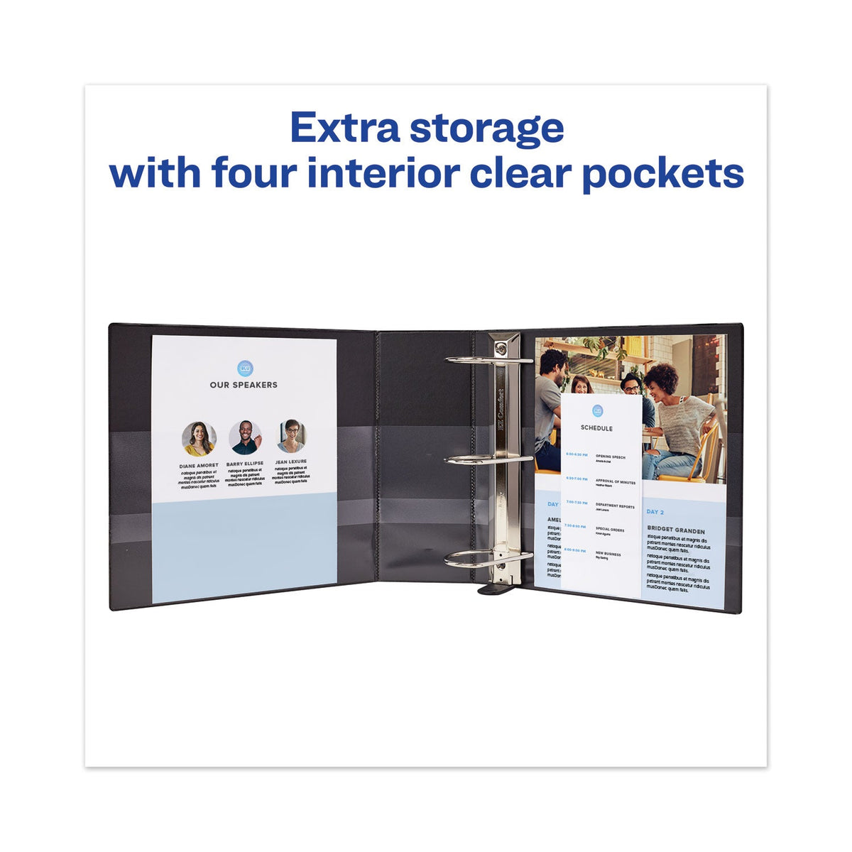 Avery Heavy-Duty View Binder with DuraHinge and Locking One Touch EZD Rings, 3 Rings, 5" Capacity, 11 x 8.5, Navy Blue