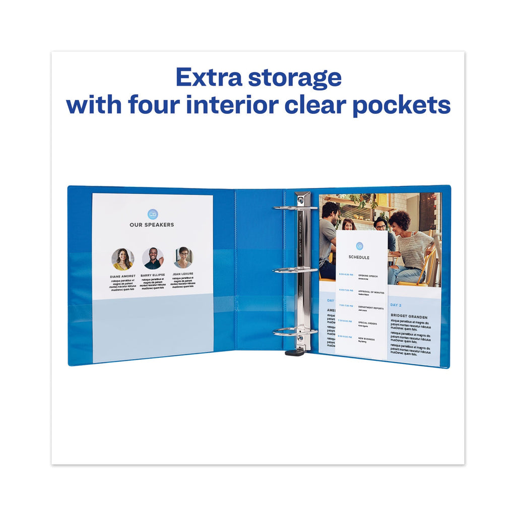 Avery Heavy-Duty View Binder with DuraHinge and Locking One Touch EZD Rings, 3 Rings, 3" Capacity, 11 x 8.5, Pacific Blue
