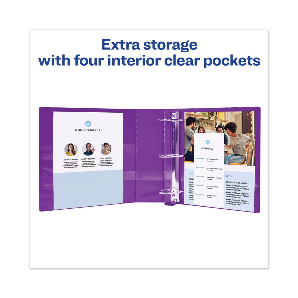 Avery Heavy-Duty View Binder with DuraHinge and Locking One Touch EZD Rings, 3 Rings, 5" Capacity, 11 x 8.5, Purple