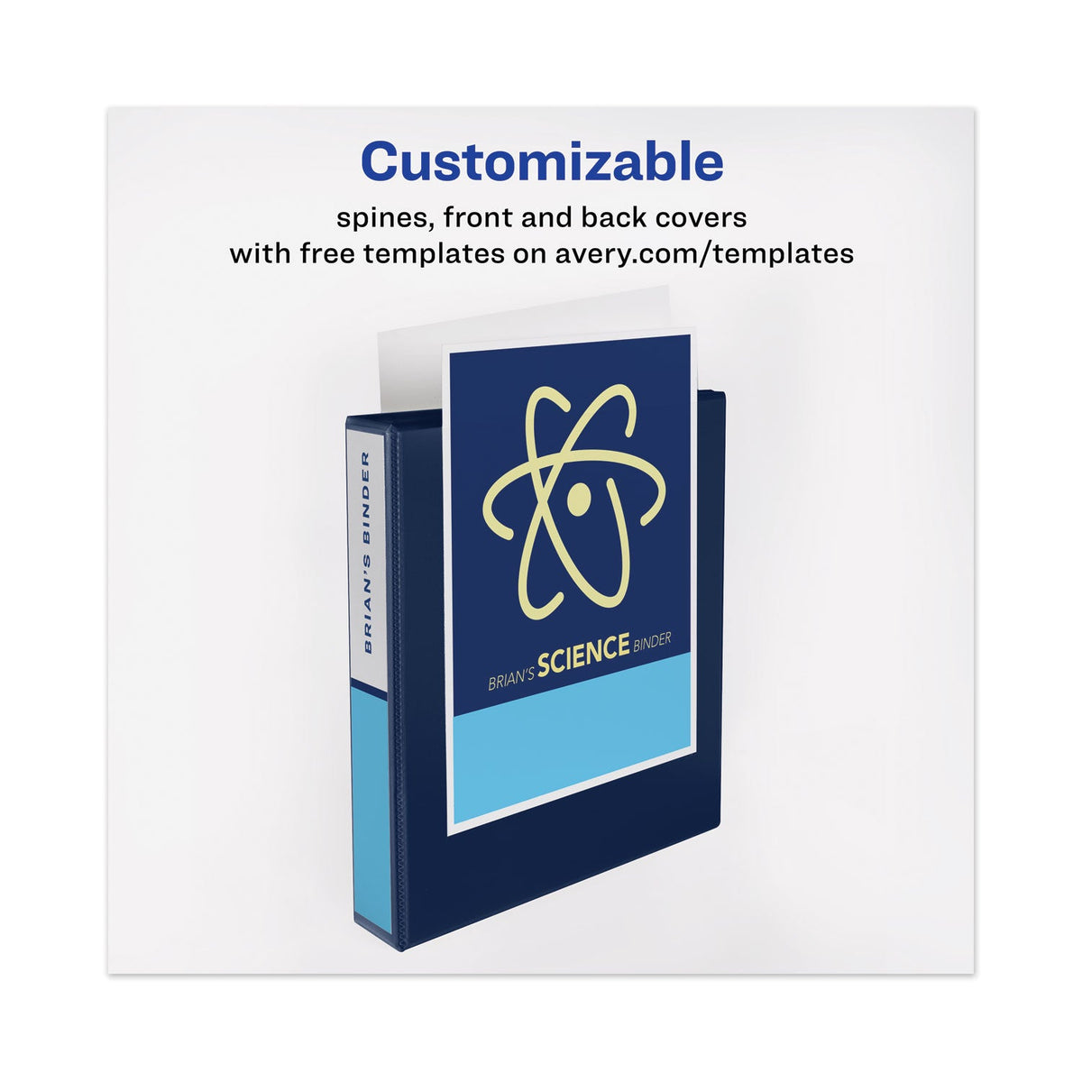 Avery Heavy-Duty View Binder with DuraHinge and One Touch EZD Rings, 3 Rings, 1.5" Capacity, 11 x 8.5, Navy Blue
