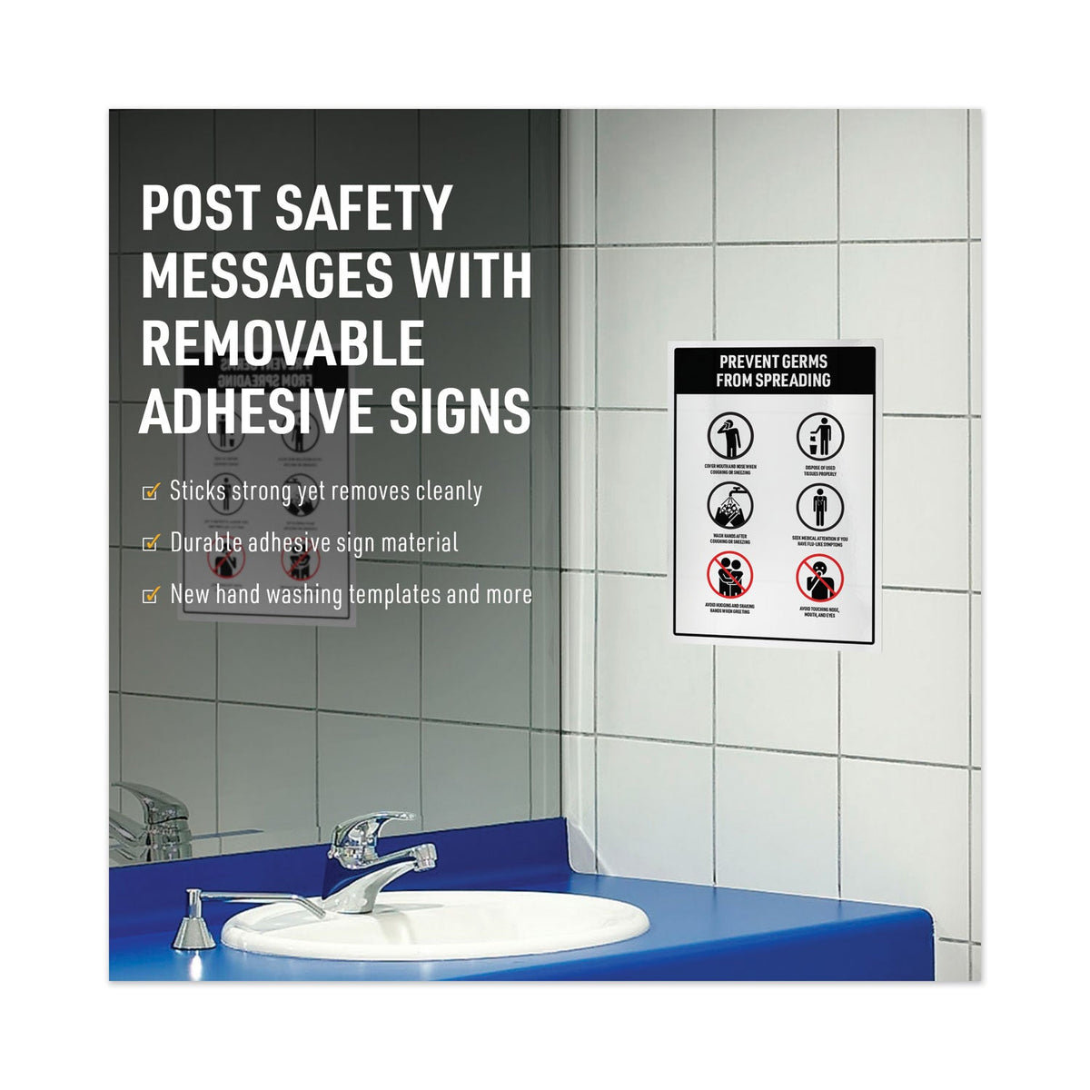 Avery Surface Safe Removable Label Safety Signs, Inkjet/Laser Printers, 5 x 7, White, 2/Sheet, 15 Sheets/Pack