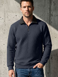 Mens Diamond-Check Half-Zip Stand-Collar Long-Sleeve Sweatshirt