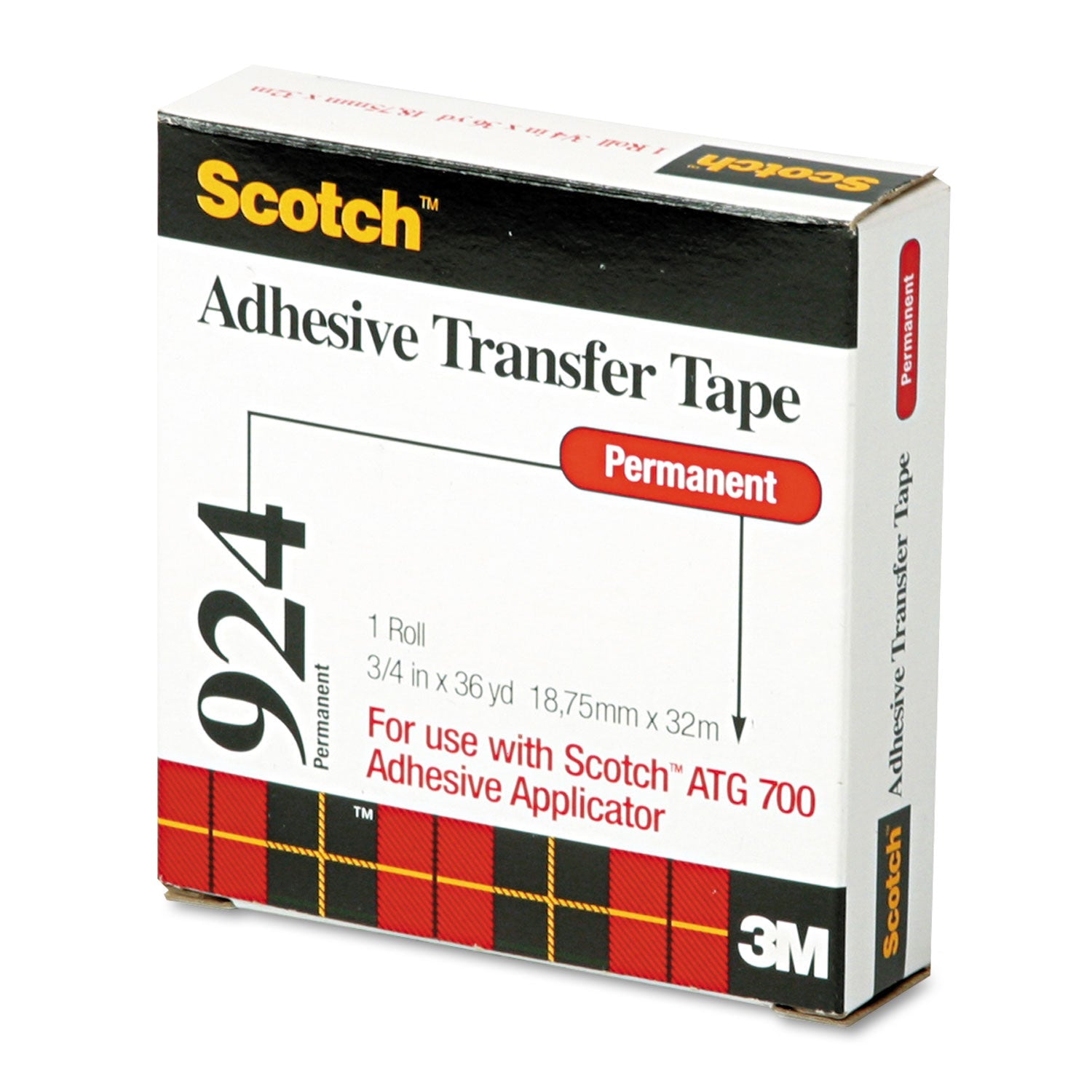 Scotch ATG Adhesive Transfer Tape Roll, Permanent, Holds Up to 0.5 lbs, 0.75" x 36 yds, Clear