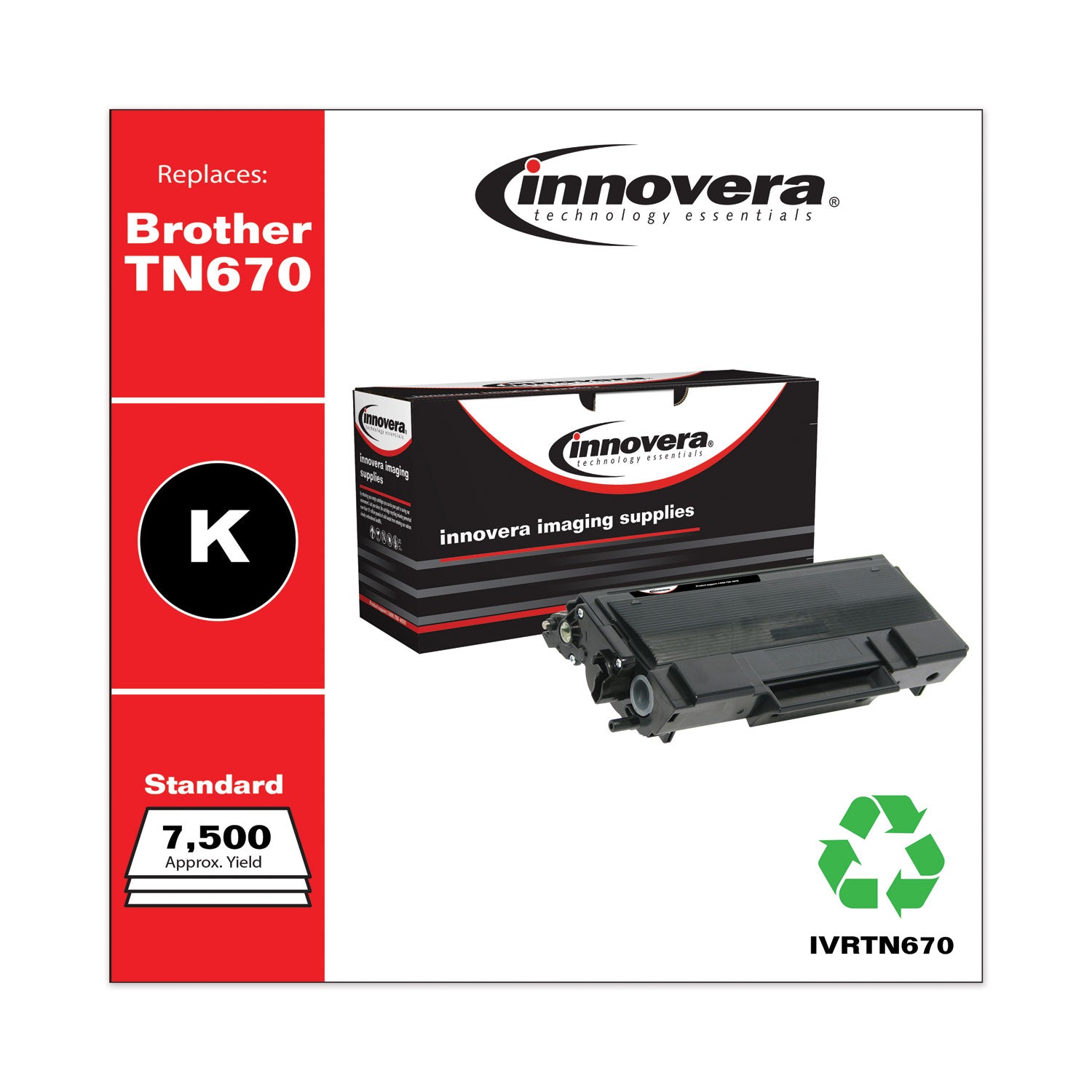 Innovera Remanufactured Black High-Yield Toner, Replacement for TN670, 7,500 Page-Yield