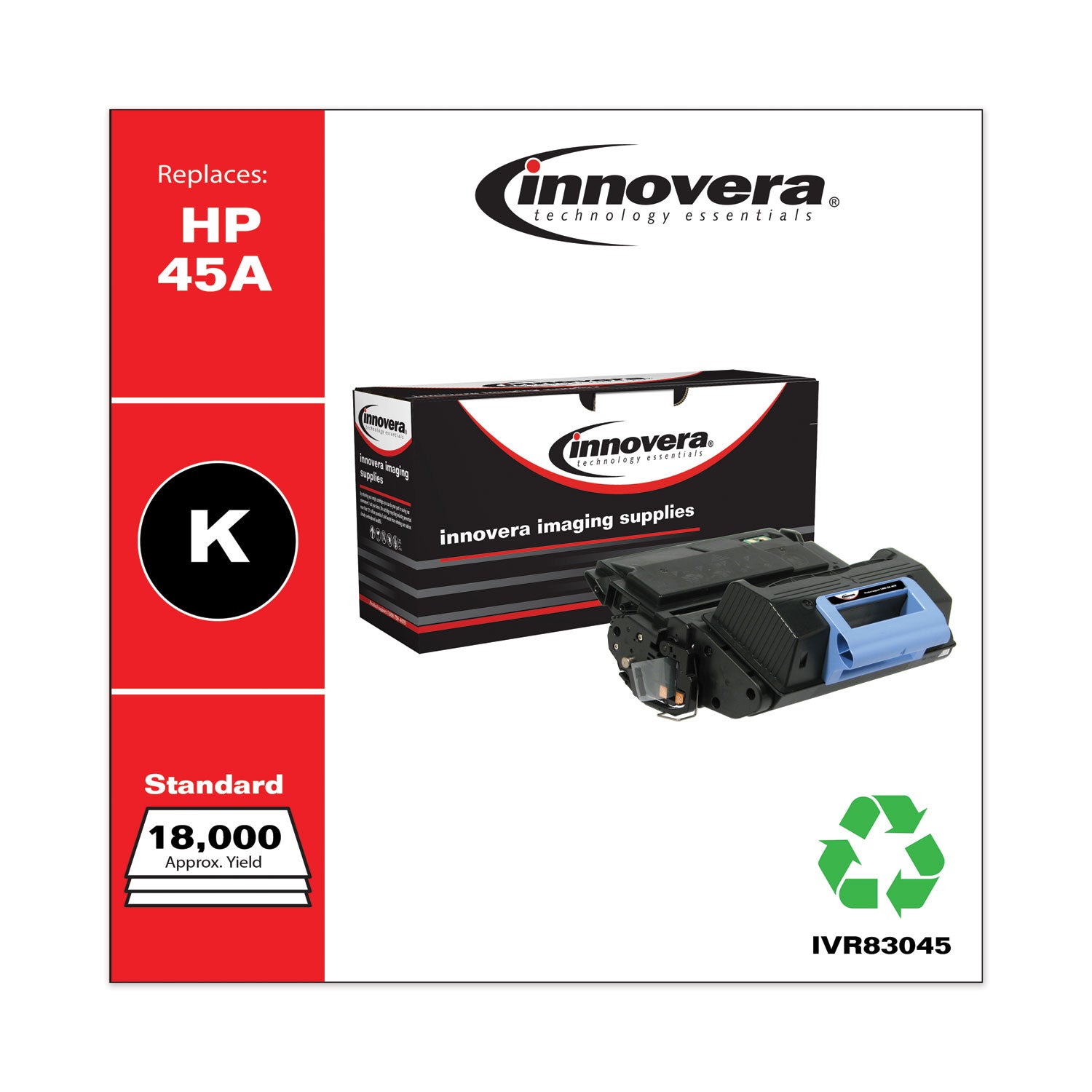 Innovera Remanufactured Black Toner, Replacement for 45A (Q5945A), 18,000 Page-Yield