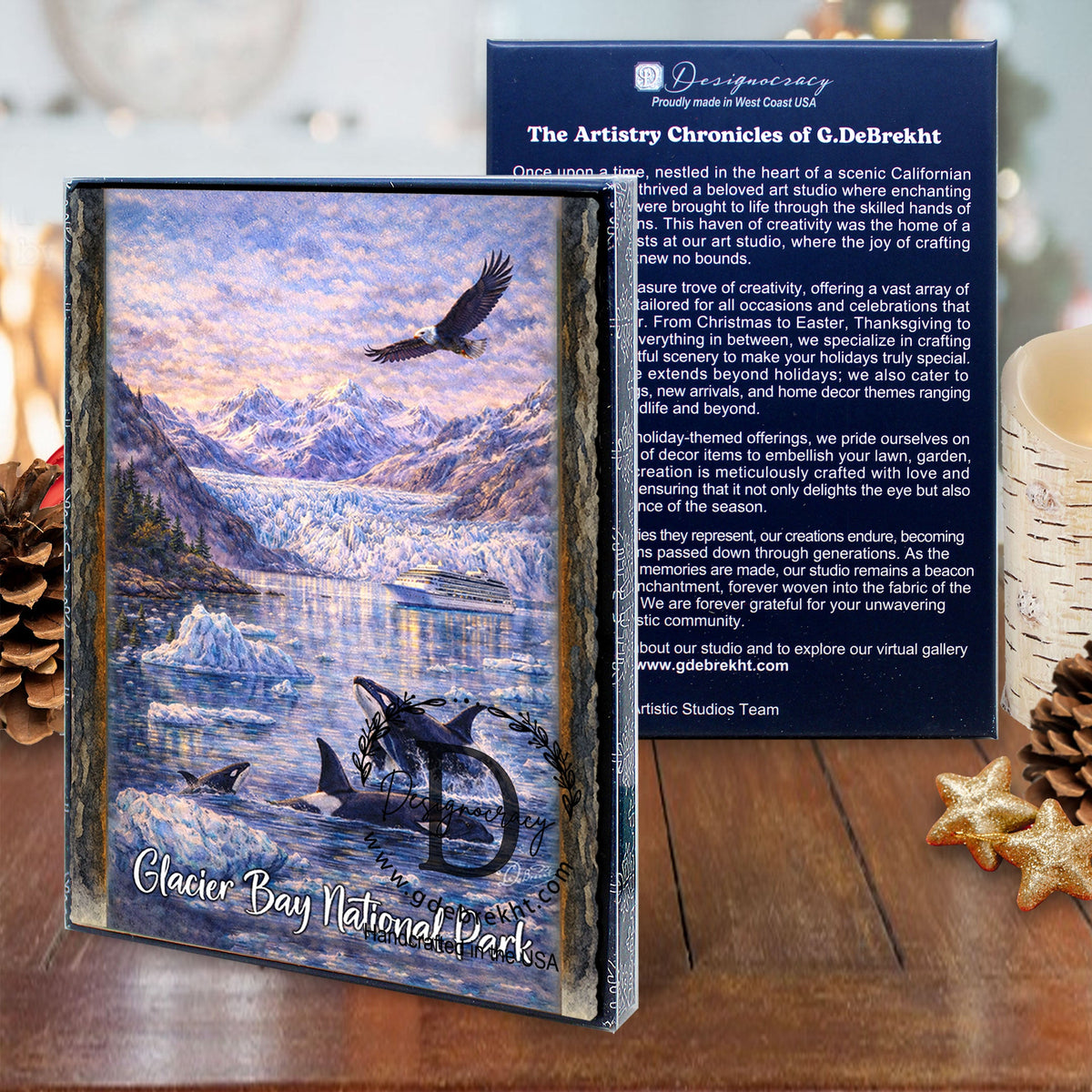 Orcas in Glacier Fjord Greeting Card by G. Debrekht - 97111GC