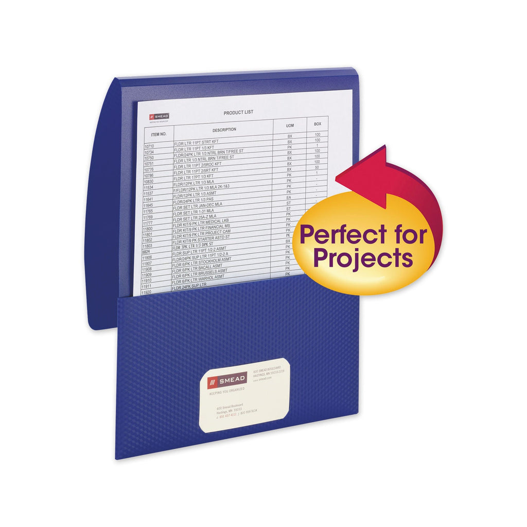 Smead Organized Up Poly Stackit Folders, 11 x 8.5, Dark Blue/Dark Blue, 5/Pack