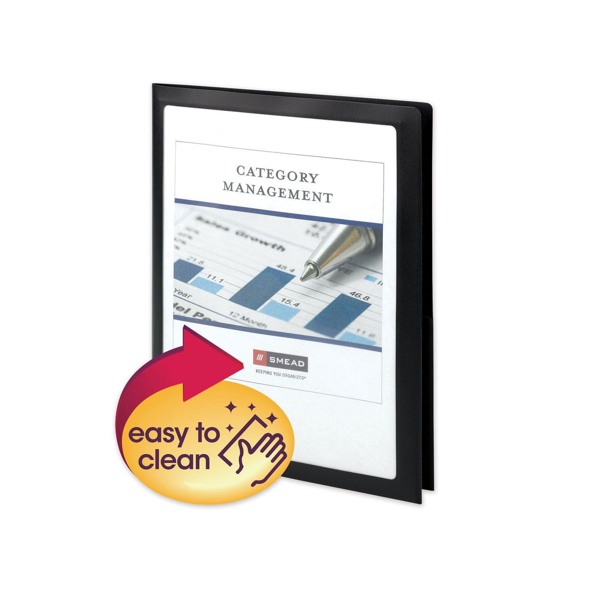 Smead Frame View Poly Two-Pocket Folder, 100-Sheet Capacity, 11 x 8.5, Clear/Black, 5/Pack