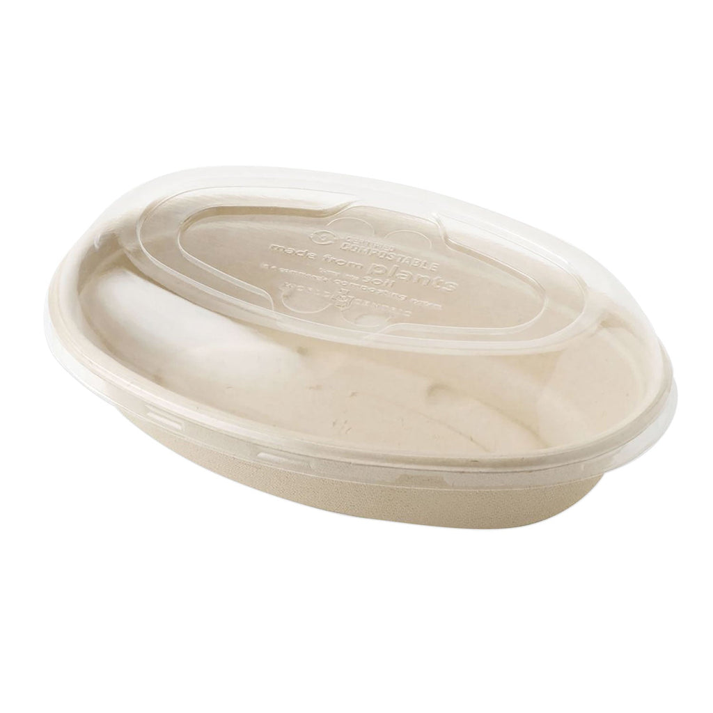 World Centric PLA Lids for Fiber Burrito Bowls, 8" Diameter, Clear, Plastic, 400/Carton