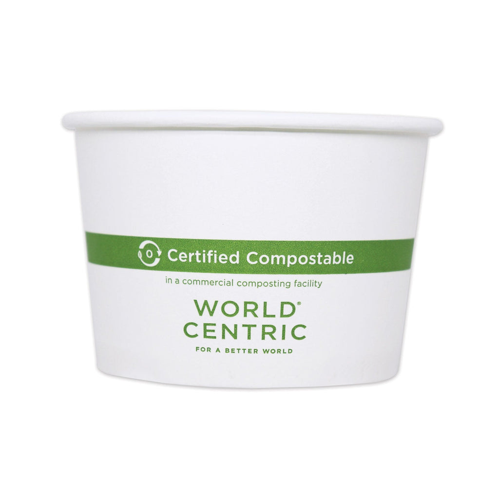 World Centric Paper Bowls, 16 oz, 4.4" Diameter x 3"h, White, 500/Carton