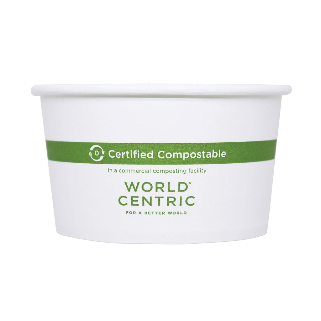 World Centric Paper Bowls, 12 oz, 4.5" Diameter x 2.5"h,  White, 500/Carton