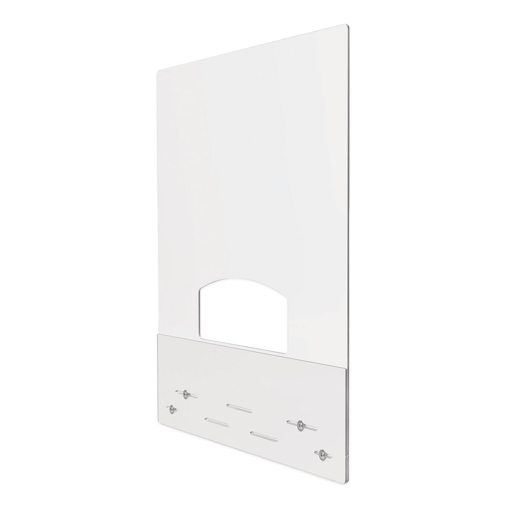 deflecto Mounting Safety Barrier with Pass Thru, 31.5" x 38", Acrylic, Clear, 2/Carton