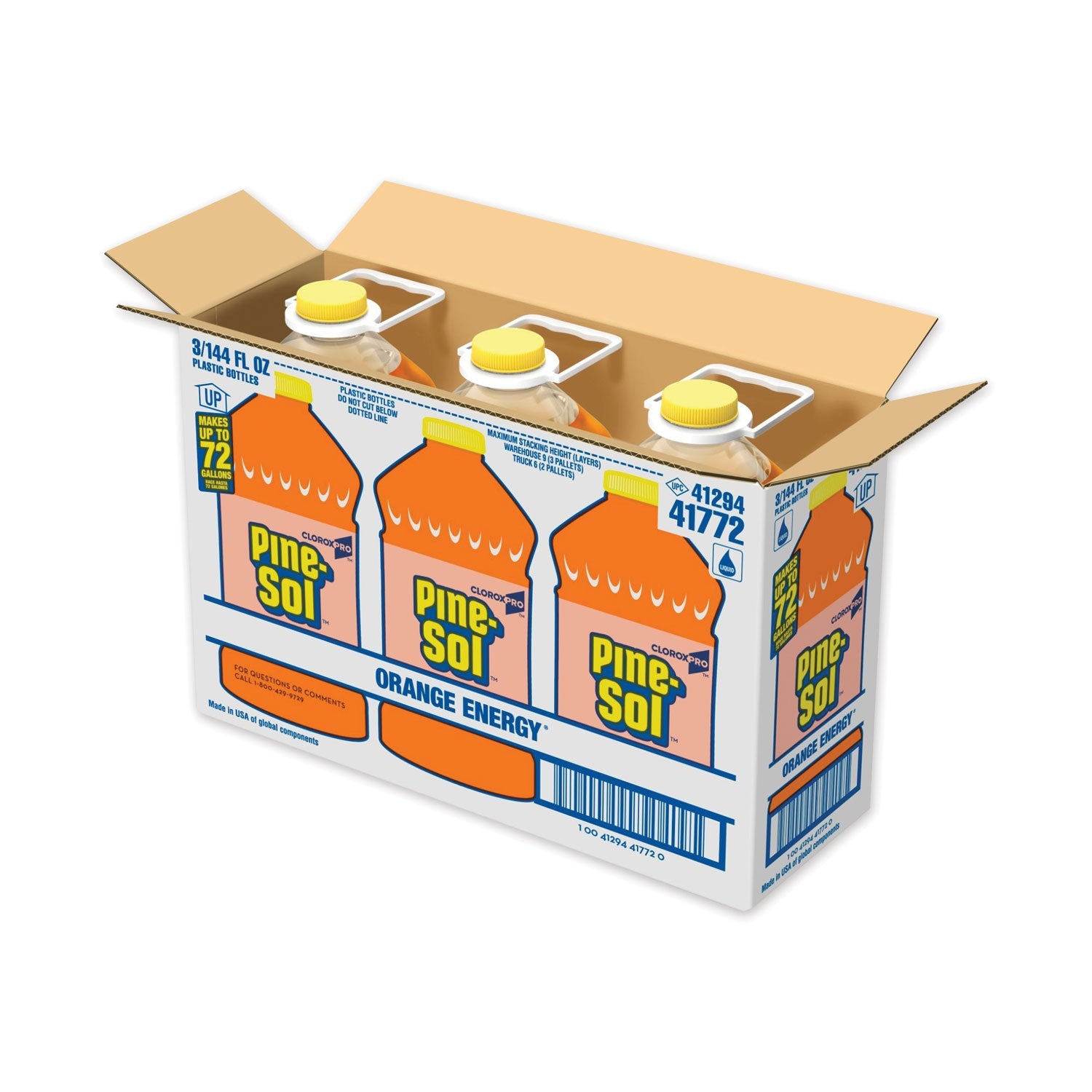 Pine-Sol All-Purpose Cleaner, Orange Energy, 144 oz Bottle, 3/Carton