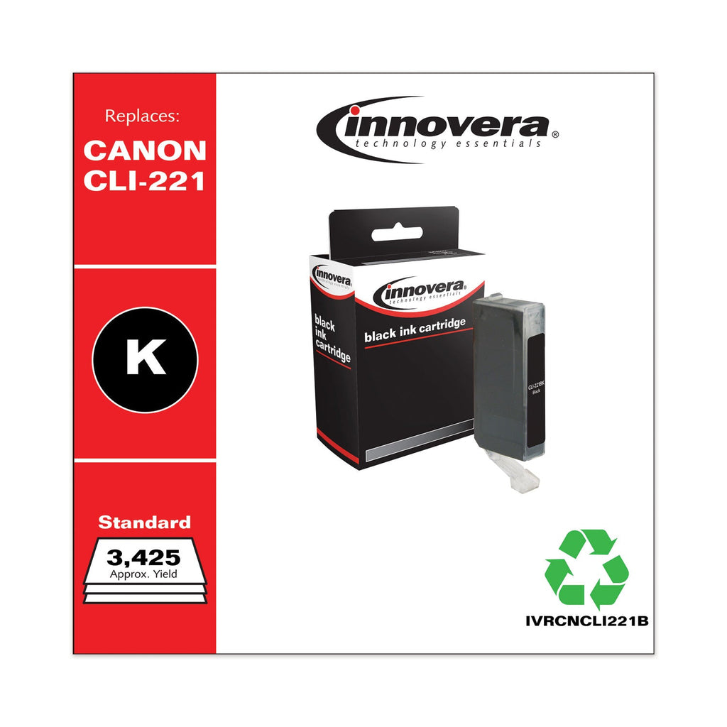 Innovera Remanufactured Black Ink, Replacement for CLI-221BK (2946B001), 3,425 Page-Yield