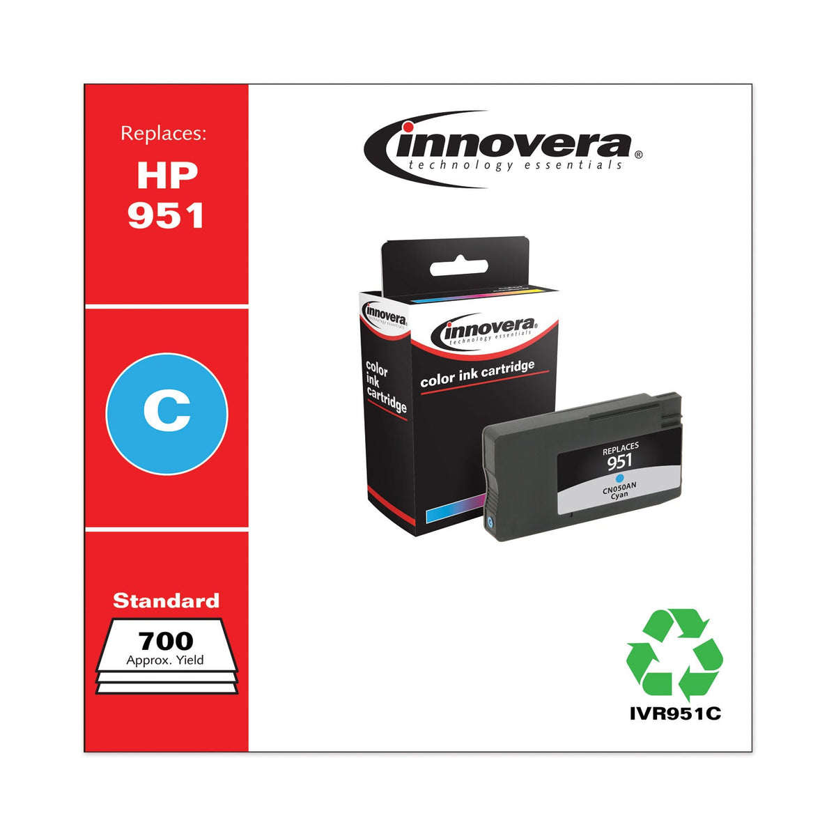 Innovera Remanufactured Cyan Ink, Replacement for 951 (CN050AN), 700 Page-Yield