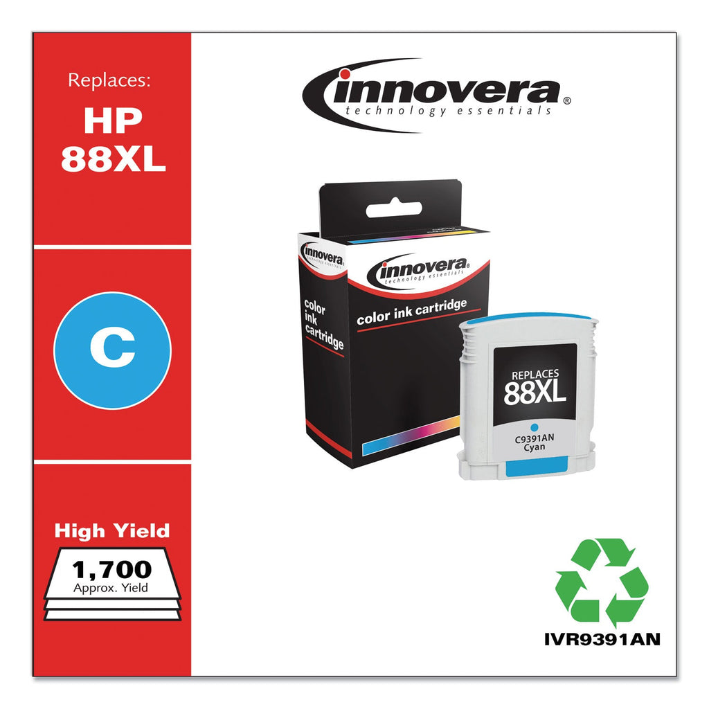Innovera Remanufactured Cyan High-Yield Ink, Replacement for 88XL (C9391AN), 1,700 Page-Yield