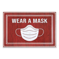 Apache Mills Message Floor Mats, 24 x 36, Red/White, "Wear A Mask"