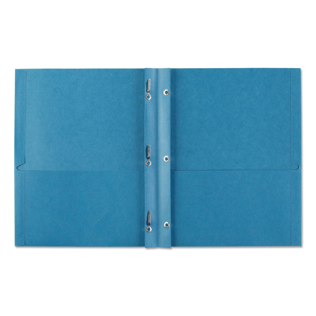 Avery Two-Pocket Folder, Prong Fastener, 0.5" Capacity, 11 x 8.5, Light Blue, 25/Box