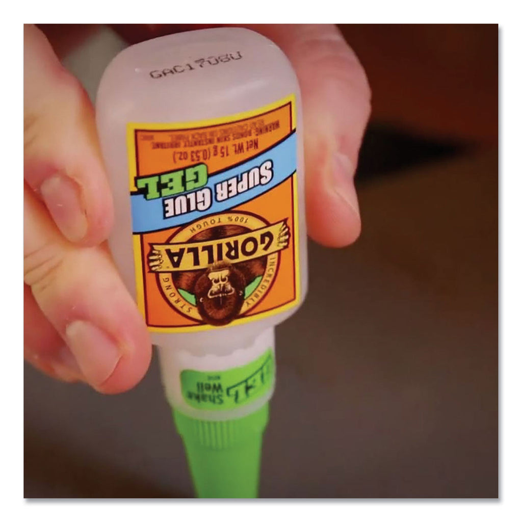 Gorilla Super Glue Gel, 0.53 oz, Dries Clear, 4/Carton