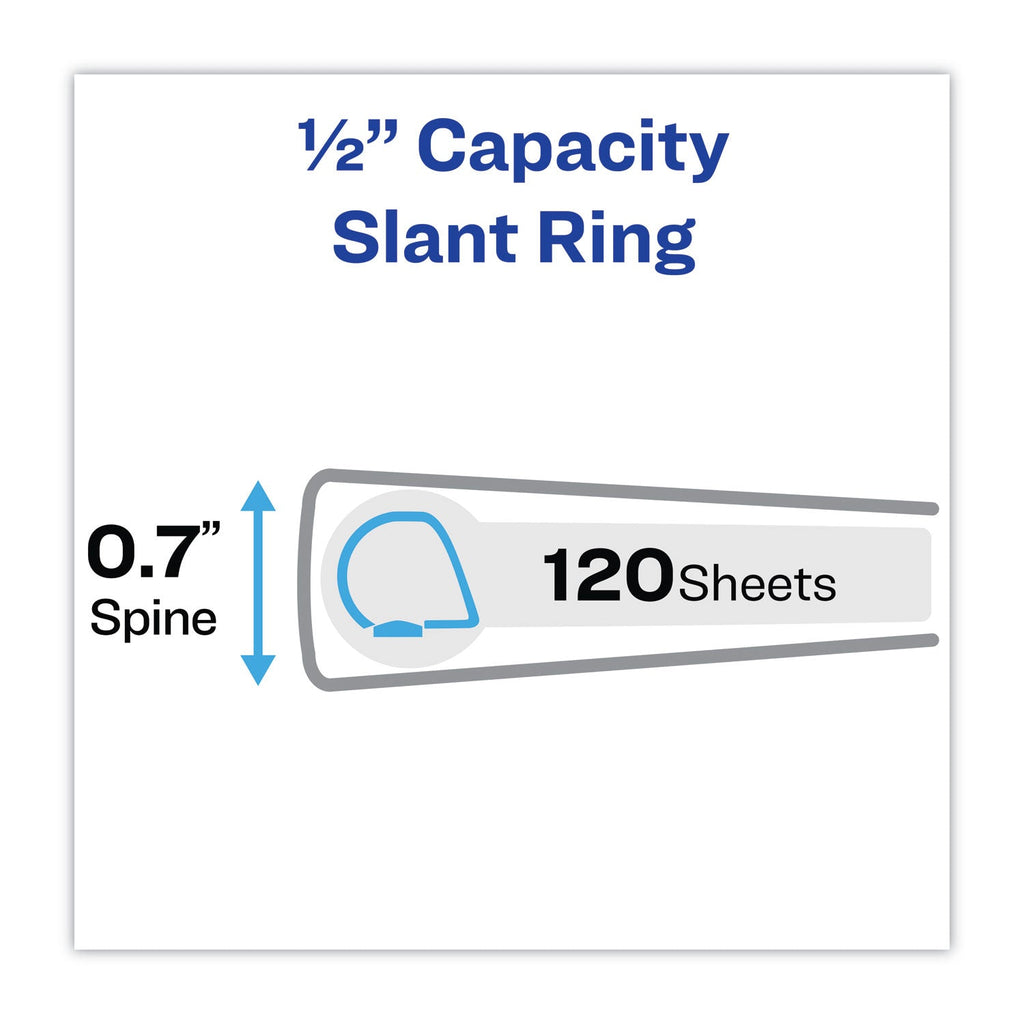 Avery Heavy-Duty Non Stick View Binder with DuraHinge and Slant Rings, 3 Rings, 0.5" Capacity, 11 x 8.5, White, 4/Pack