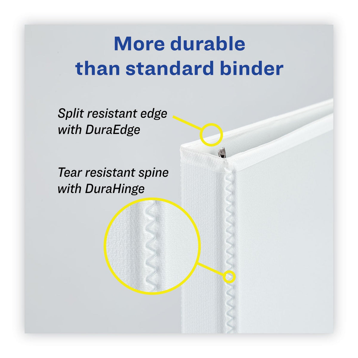 Avery Heavy-Duty Non Stick View Binder with DuraHinge and Slant Rings, 3 Rings, 0.5" Capacity, 11 x 8.5, White, 4/Pack