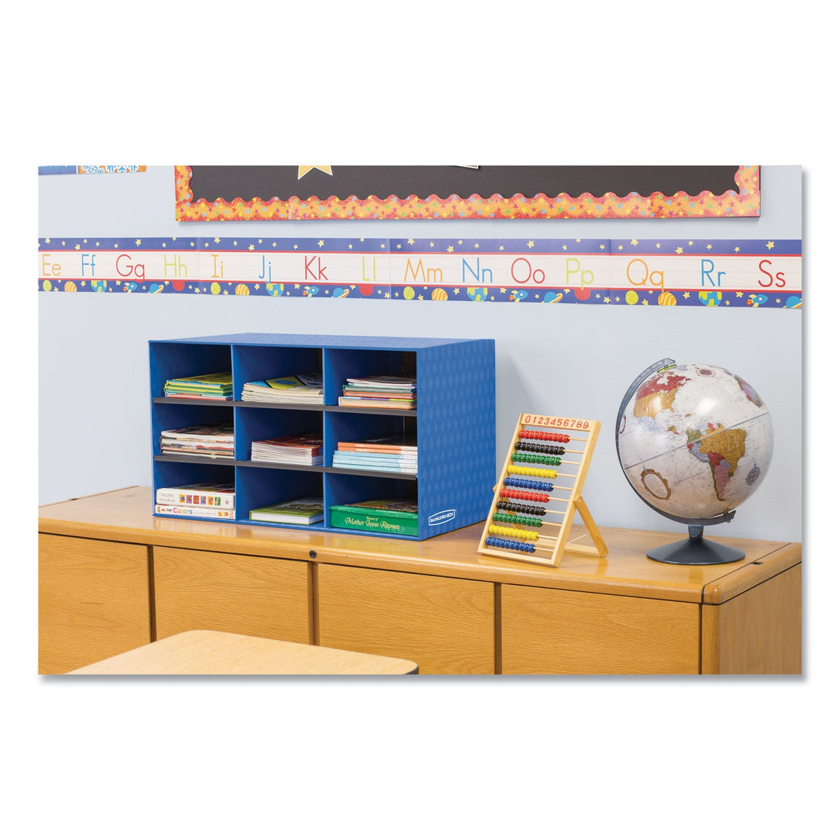 Bankers Box Classroom Literature Sorter, 9 Compartments, 28.25 x 13 x 16, Blue
