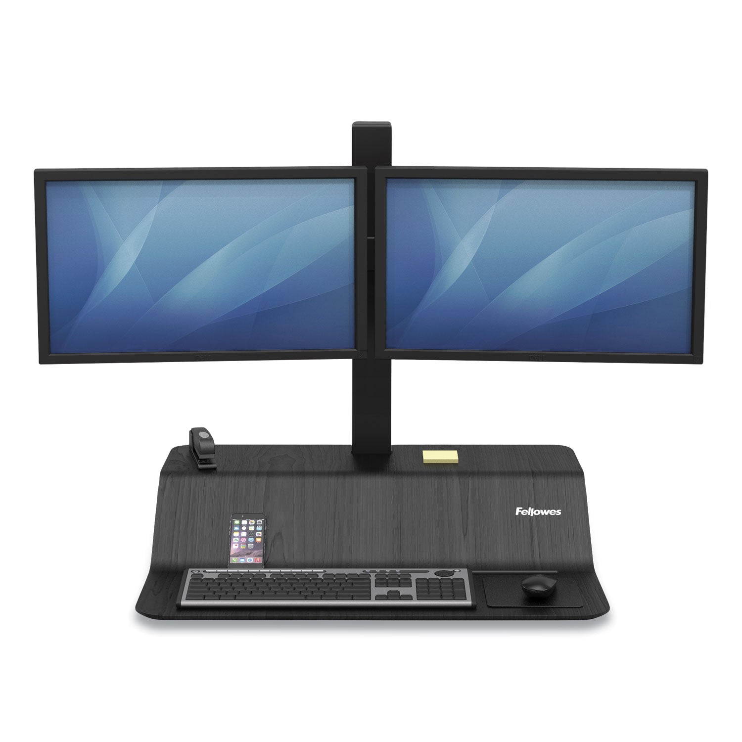 Fellowes Lotus VE Sit-Stand Workstation - Dual, 29" x 28.5" x 42.5", Black