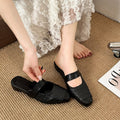 Slope Heel Splicing Slippers For Women, Woven Half Slippers For Outerwear, Square Toe Shoes