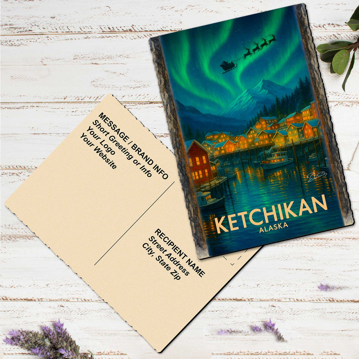 Northern Lights Harbor Greeting Card by G. Debrekht - 97118GC
