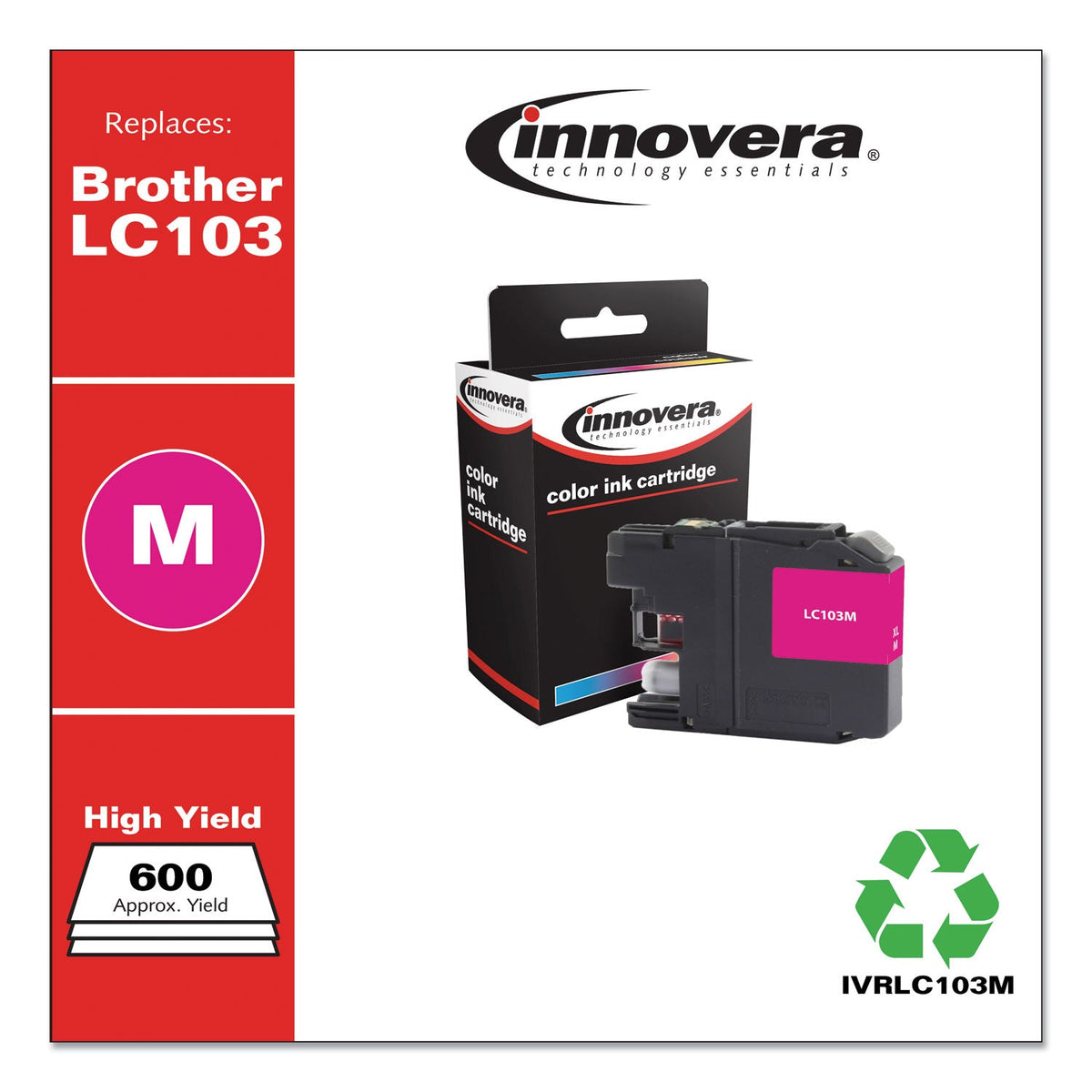 Innovera Remanufactured Magenta High-Yield Ink, Replacement for LC103M, 600 Page-Yield