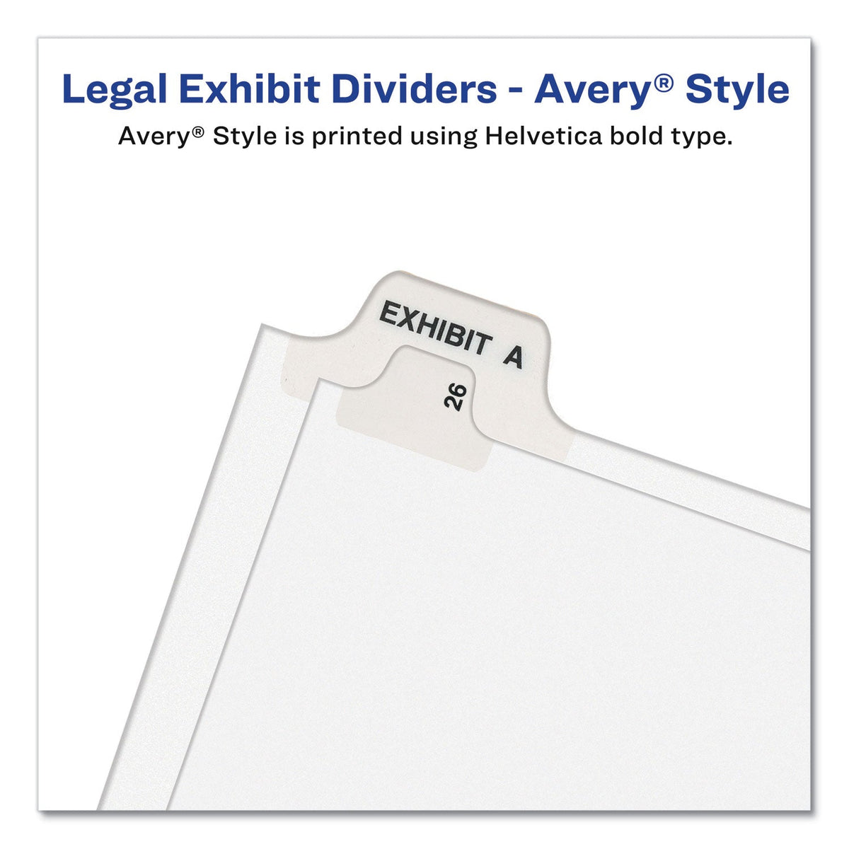 Avery Preprinted Legal Exhibit Side Tab Index Dividers, Avery Style, 26-Tab, A, 11 x 8.5, White, 25/Pack, (1401)