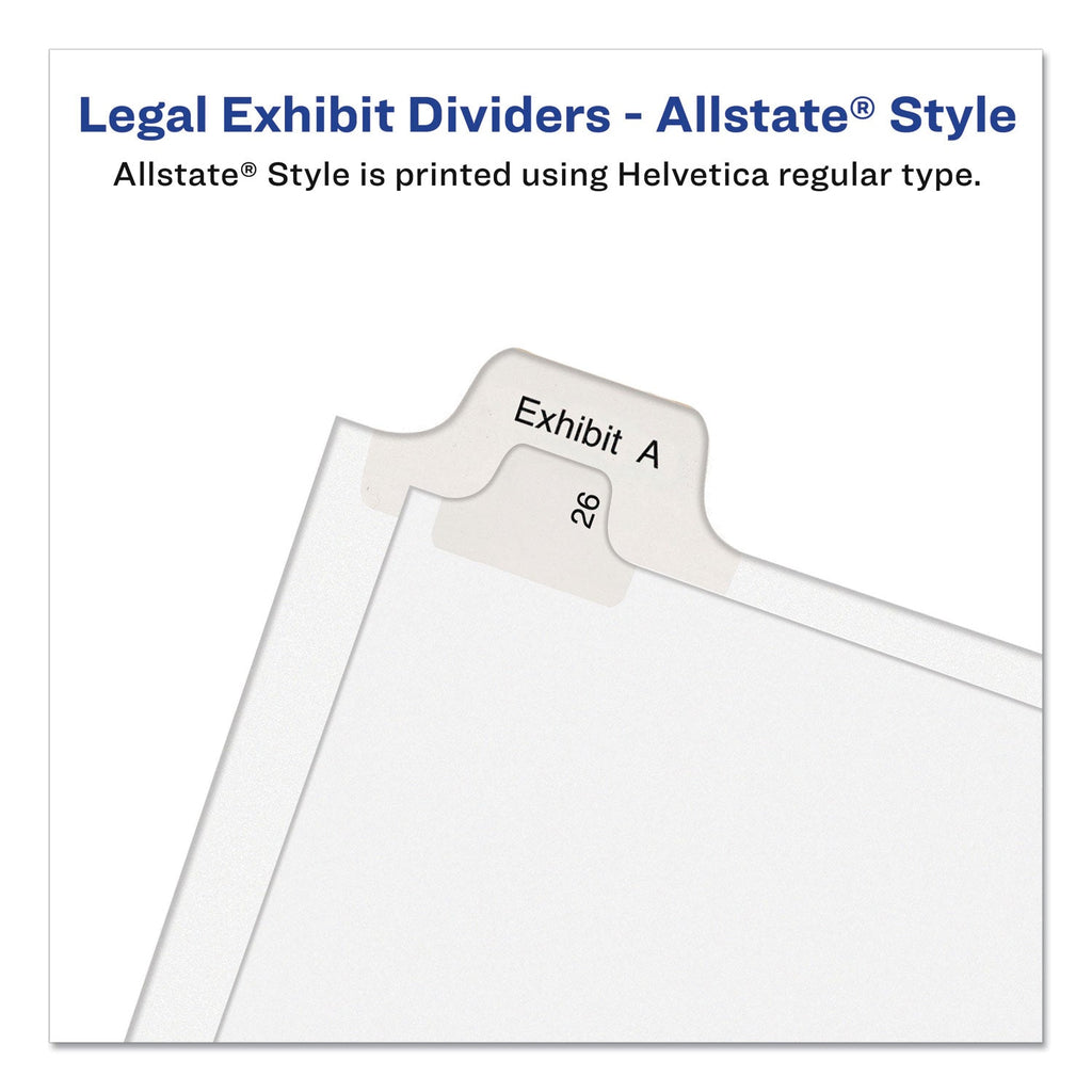 Avery Preprinted Legal Exhibit Side Tab Index Dividers, Allstate Style, 10-Tab, 25, 11 x 8.5, White, 25/Pack