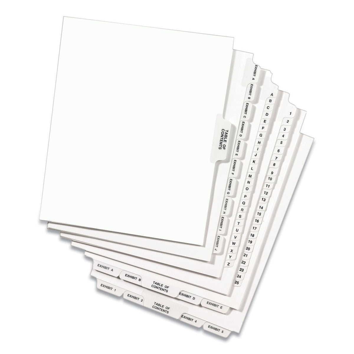 Avery Preprinted Legal Exhibit Side Tab Index Dividers, Avery Style, 10-Tab, 9, 11 x 8.5, White, 25/Pack