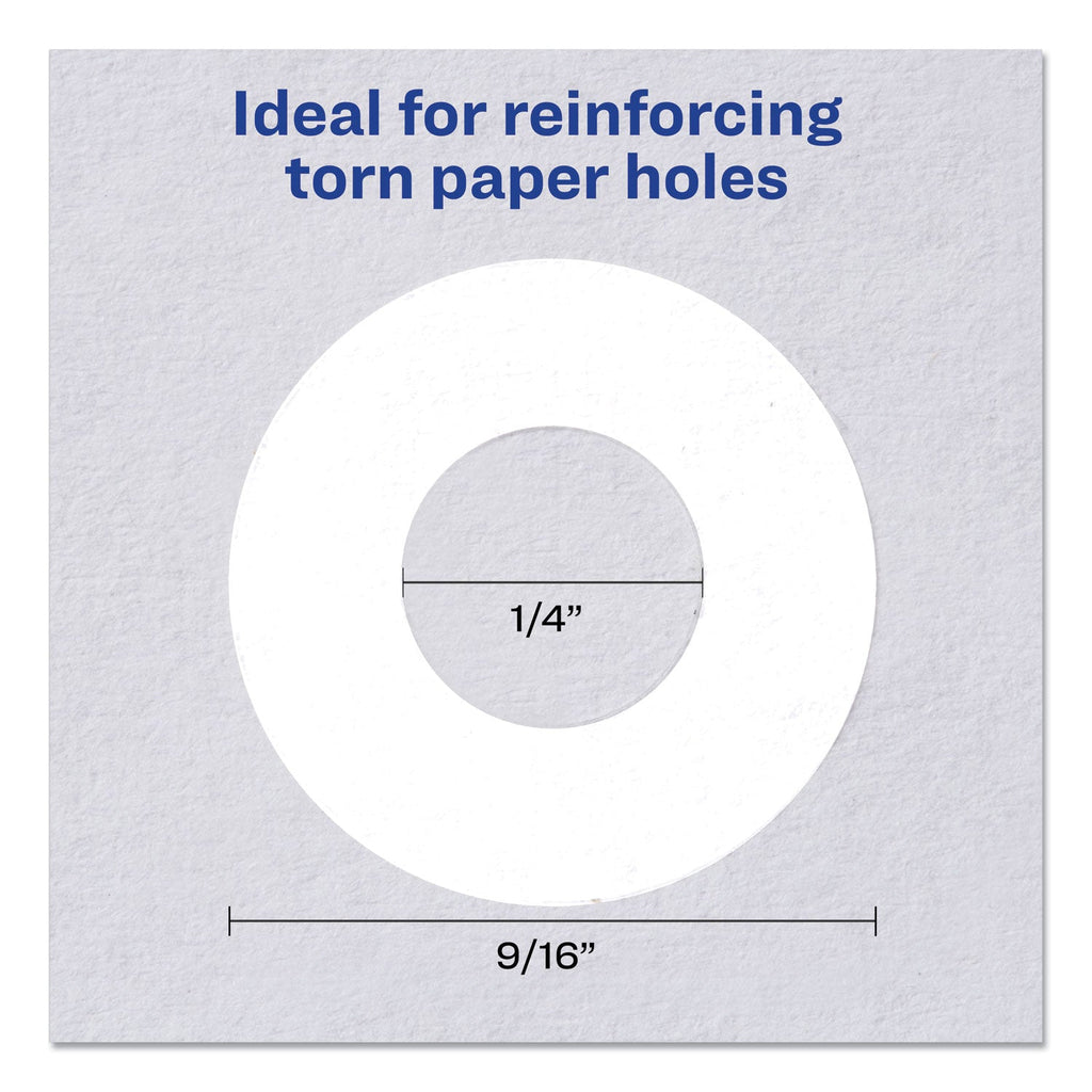 Avery Dispenser Pack Hole Reinforcements, 0.25" Dia, White, 200/Pack, (5729)