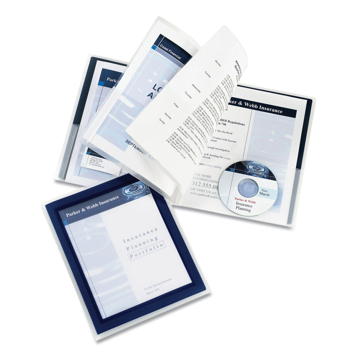 Avery Flexi-View Six-Pocket Polypropylene Organizer, 150-Sheet Capacity, 11 x 8.5, Translucent/Navy