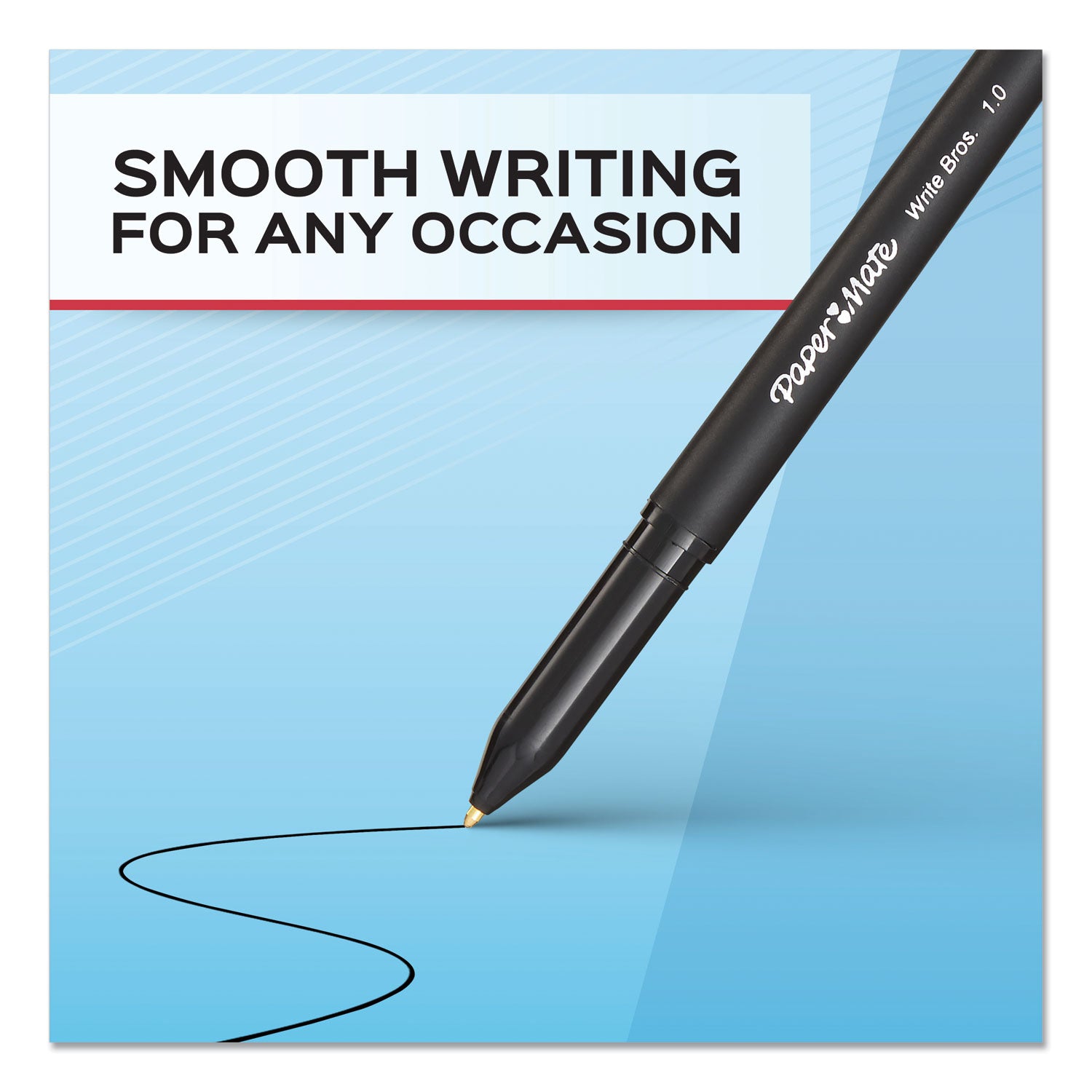 Paper Mate Write Bros. Ballpoint Pen, Stick, Medium 1 mm, Blue Ink, Blue Barrel, Dozen