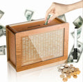 CashTarget Wooden Bank