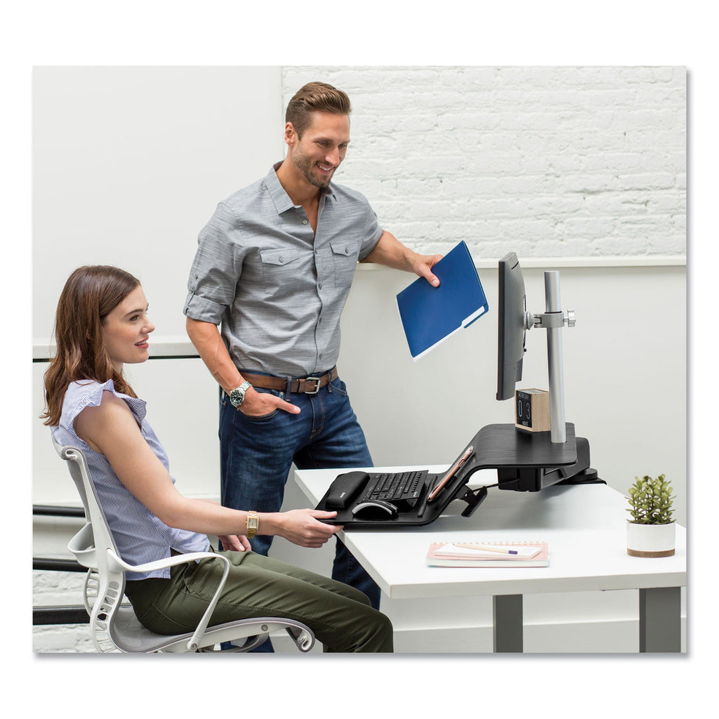 Fellowes Lotus RT Sit-Stand Workstation, 35.5" x 23.75" x 42.2" to 49.2", Black