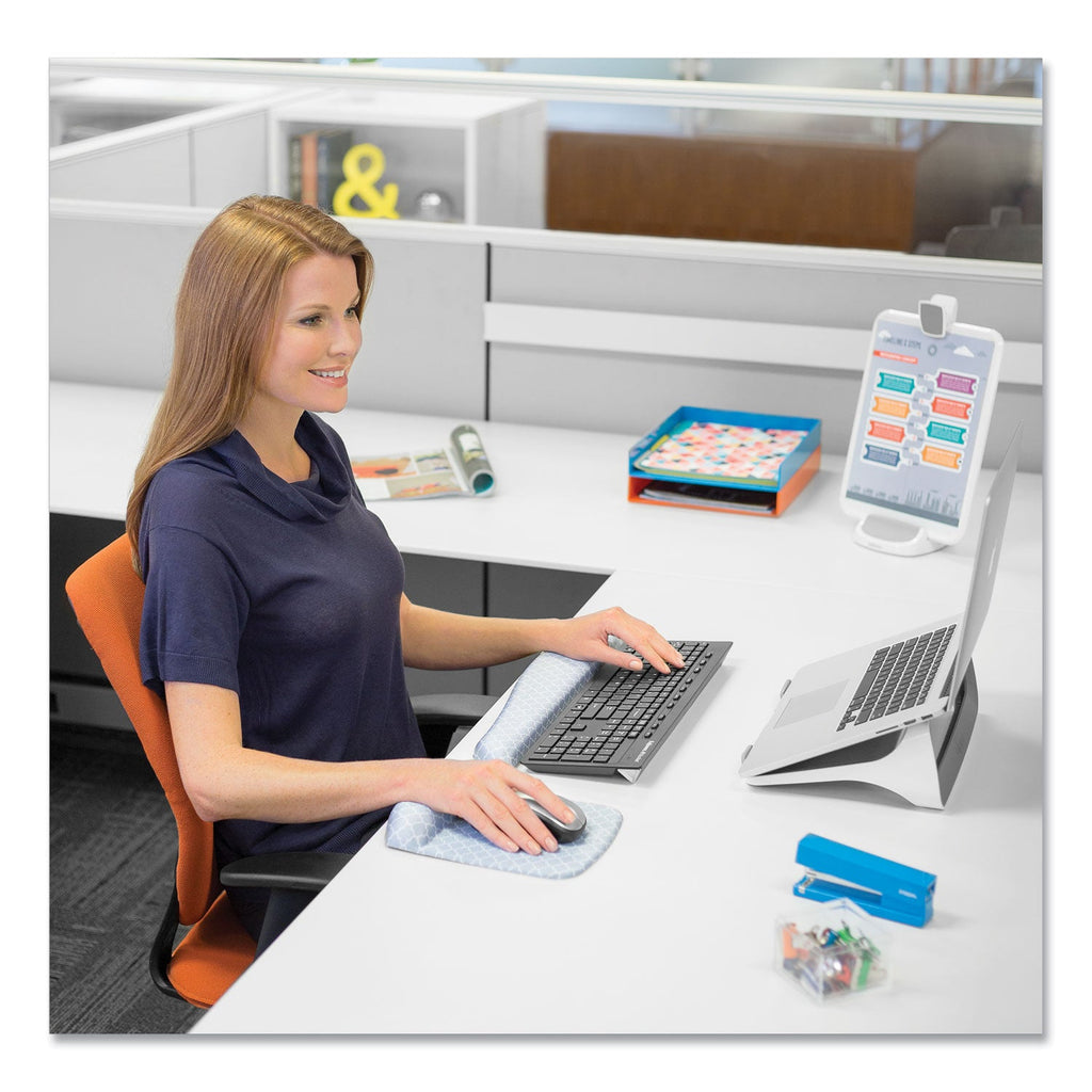 Fellowes PlushTouch Mouse Pad with Wrist Rest, 7.25 x 9.37, Lattice Design