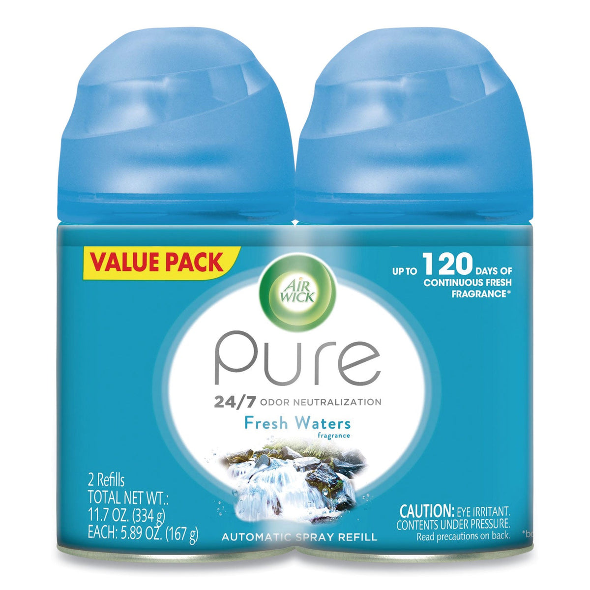 Air Wick Freshmatic Ultra Spray Refill, Fresh Waters, 5.89 oz Aerosol Spray, 2/Pack 3 Packs/Carton