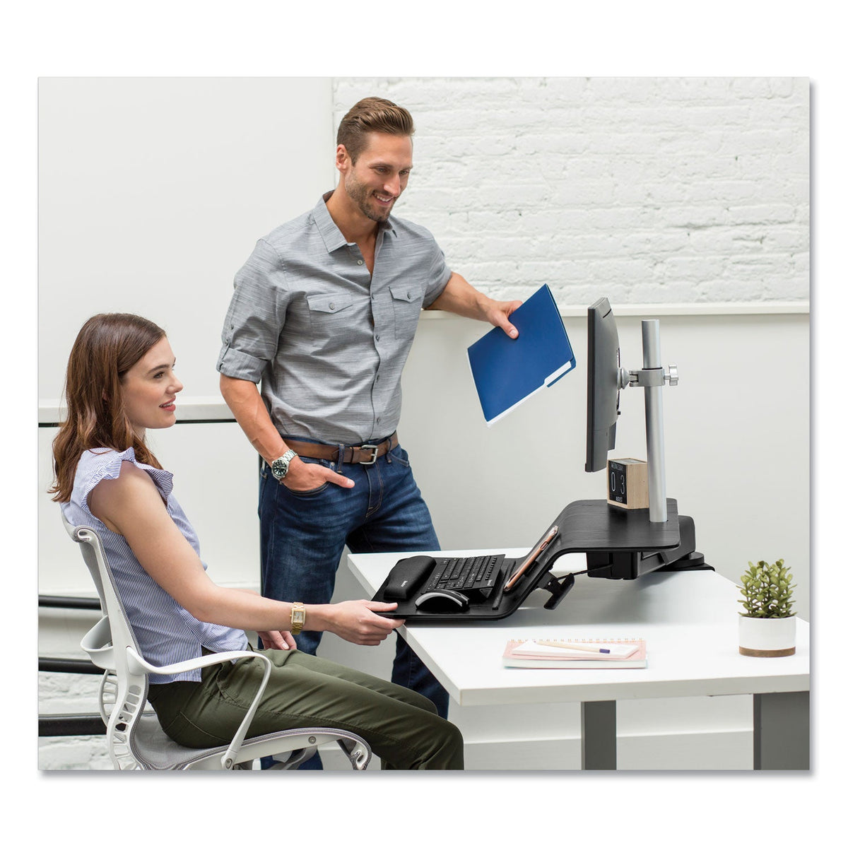 Fellowes Lotus RT Sit-Stand Workstation, 48" x 30" x 42.2" to 49.2", Black