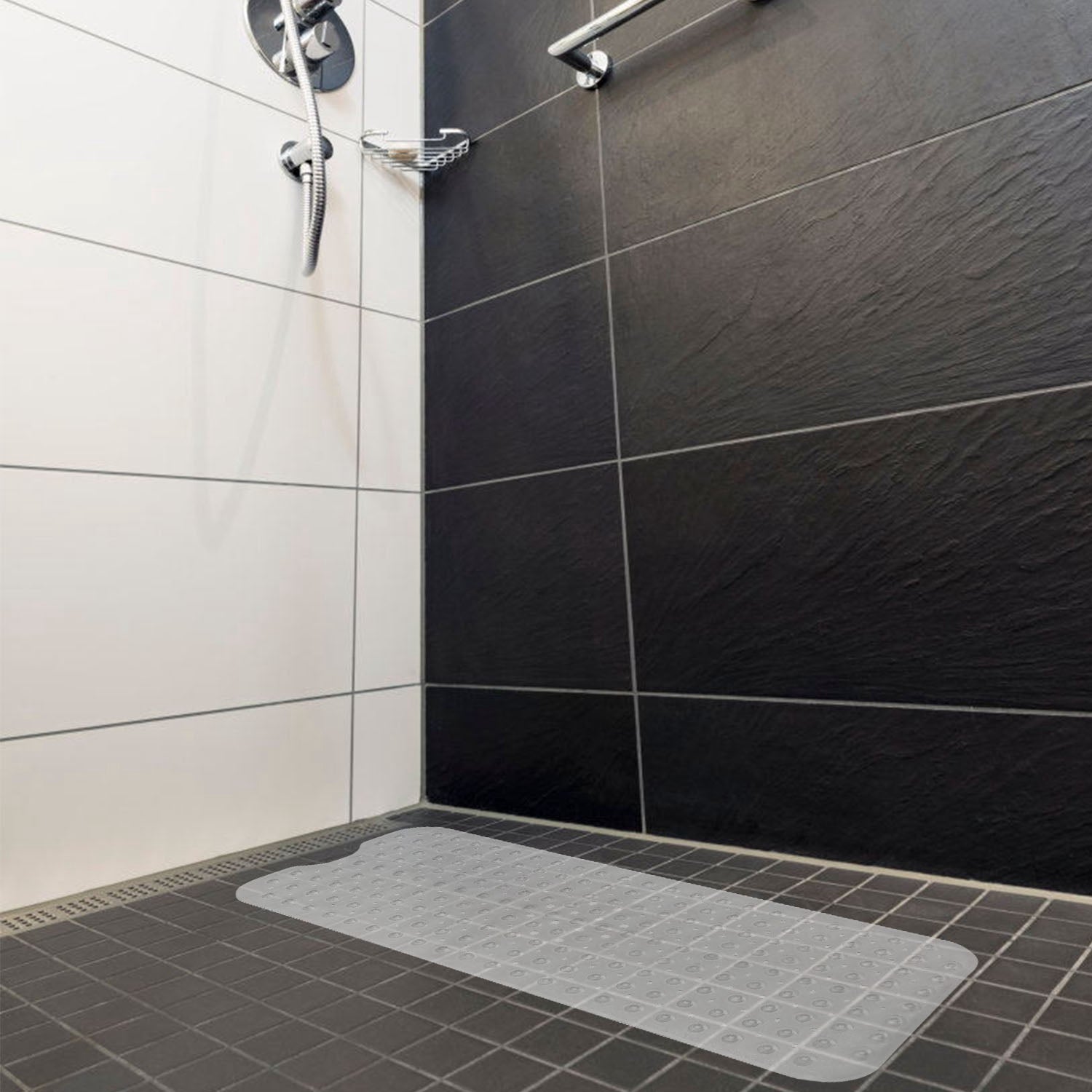 Bath Tub Mat Non-Slip Shower Mat BPA-Free Massage Anti-Bacterial with Suction Cups Washable for Bathroom Kitchen Pool