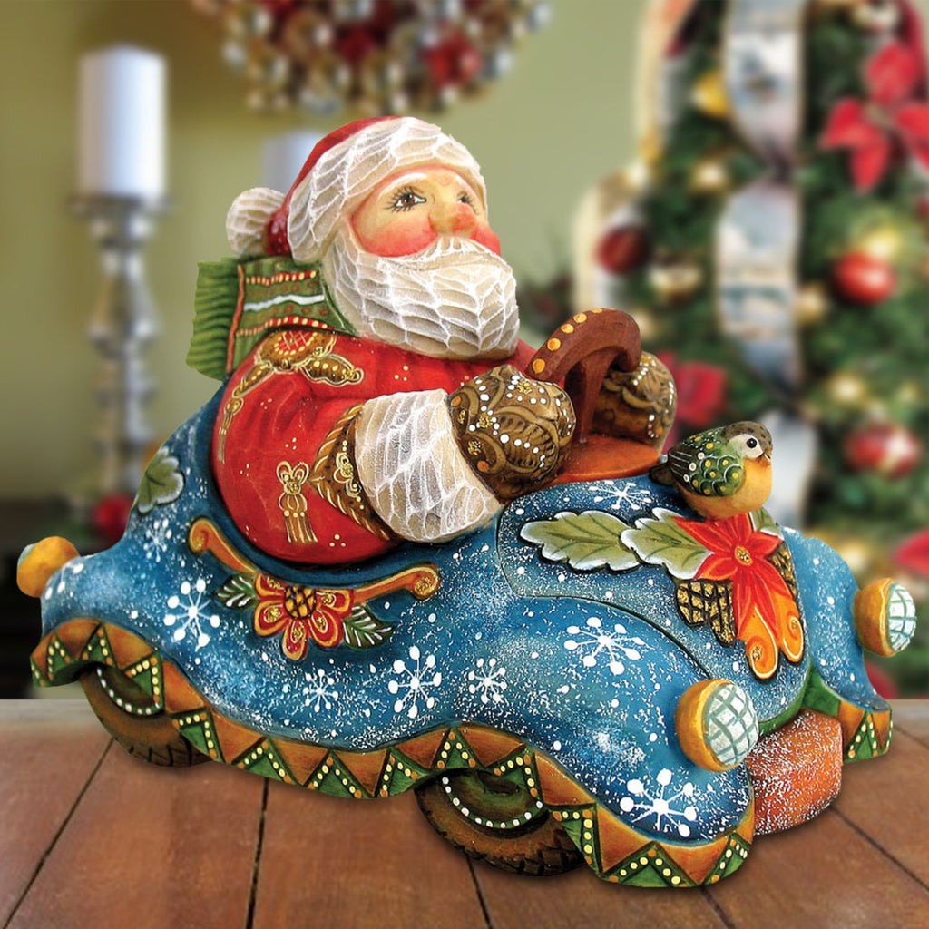 Surprise Box - Speedy Delivery Santa Handcrafted Christmas Figurine - G. DeBrekht - Christmas Santa Snowman Decor - 512045