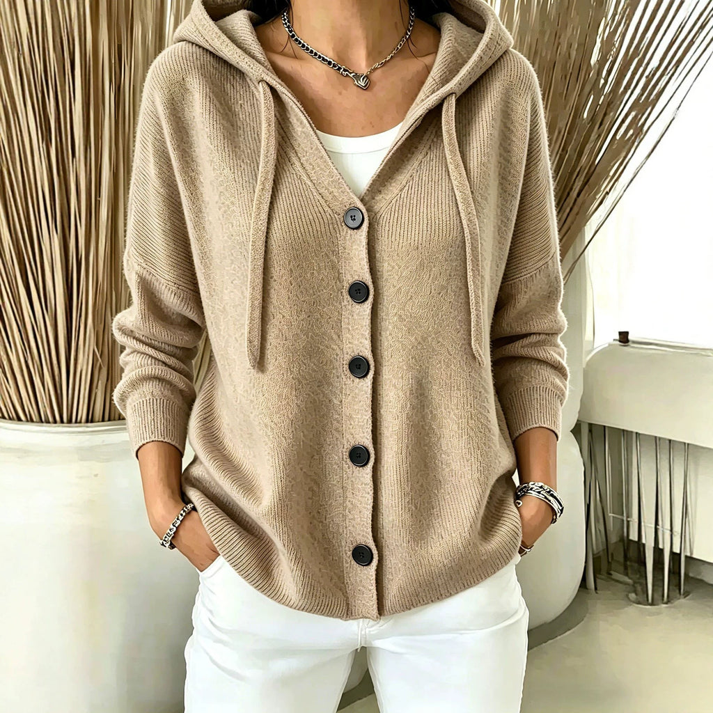 Womens European And American-style Autumnwinter New Hooded Knit Cardigan